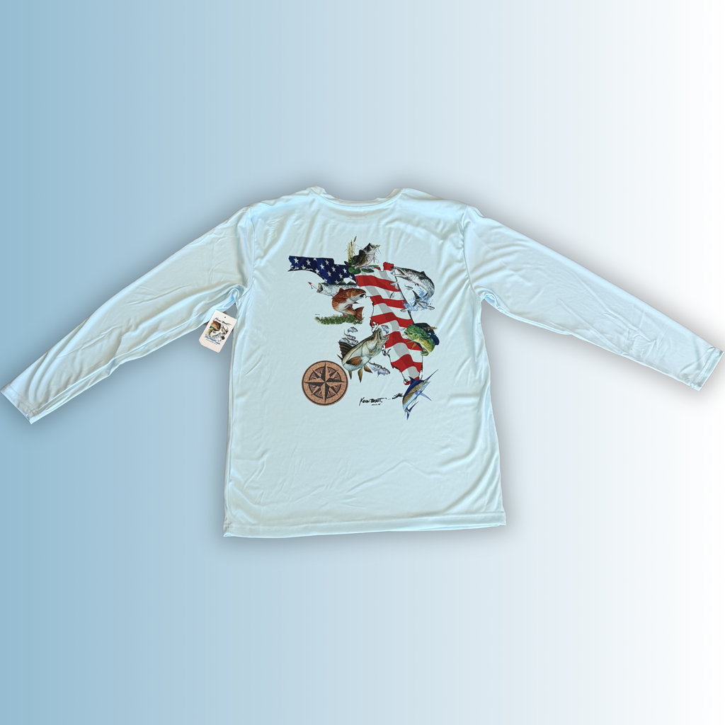 Off The Hook USA FL Fish Arctic Blue Long-Sleeve